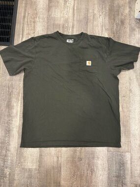Carhartt Men’s Short Sleeve Pocket T-Shirt — Dark Olive/Grey